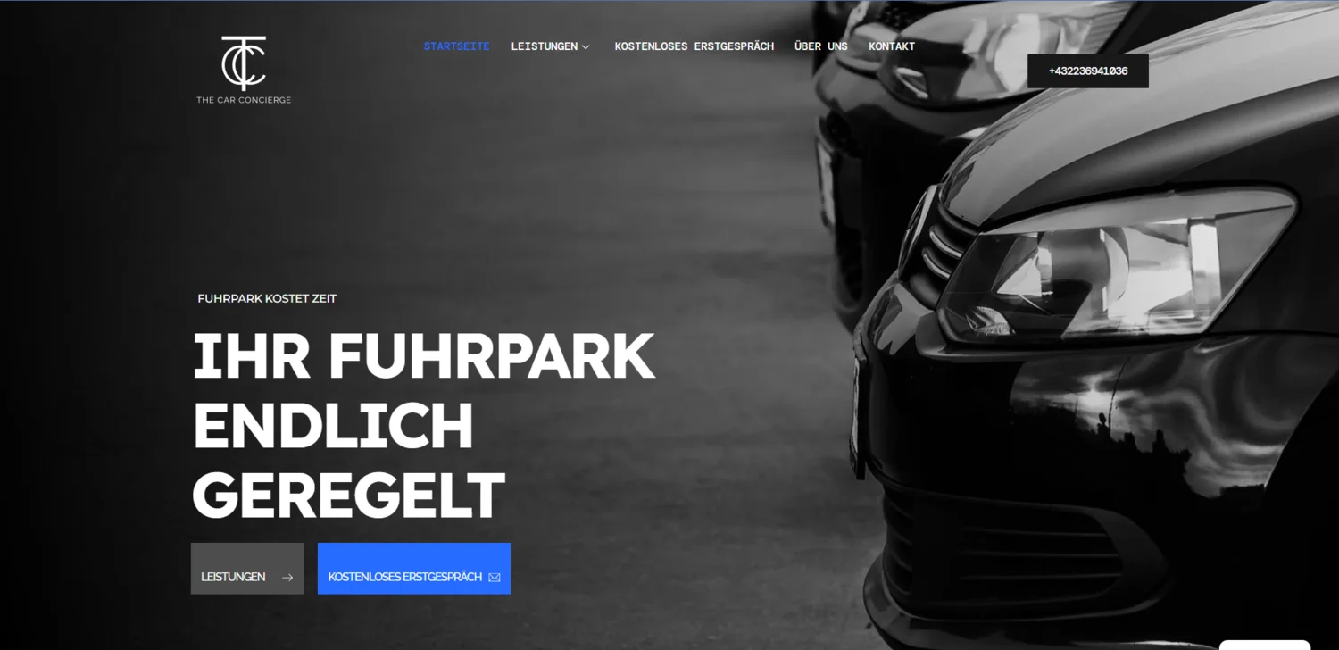 Screenshot der Website The Car Concierge